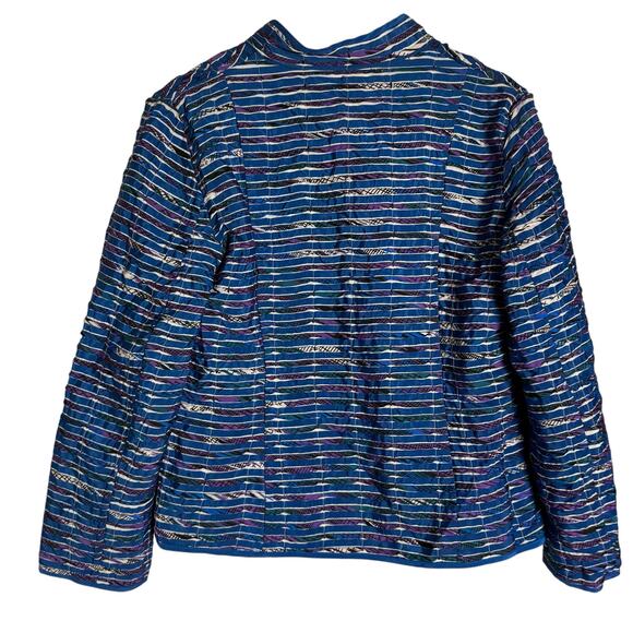 Chico’s Blue Purple Geometric Striped Open Front Jacket Size US 8 - Picture 7 of 8